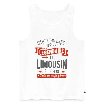 légendaire et limousin - Débardeur bio Premium Homme - blanc - Devant - Michal (187cm)