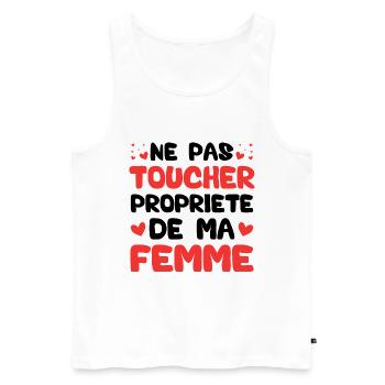Ne pas toucher propriété de ma femme - Débardeur bio Premium Homme - blanc - Devant - AI Model Male 178 light (178cm)
