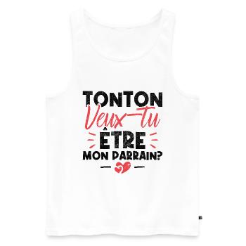 Tonton Veux tu être Mon Parrain? - Débardeur bio Premium Homme - blanc - Devant - Michal (187cm)