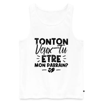 Tonton Veux tu être Mon Parrain? - Débardeur bio Premium Homme - blanc - Devant - Michal (187cm)