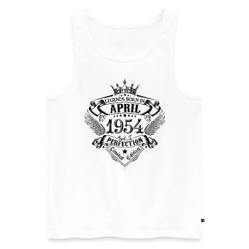 Geburtstag April 1954 April Geburtstag 1954 - Männer Premium Bio Tank Top - Weiß - Vorne - Michal (187cm)