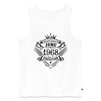 anniversaire Juin 1968 Juin anniversaire 1968 - Débardeur bio Premium Homme - blanc - Devant - Michal (187cm)