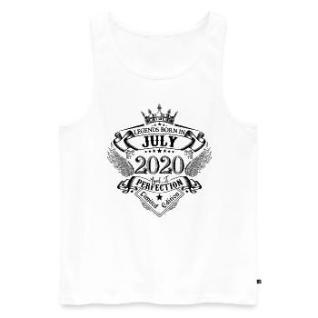 2020 Juillet 2020 anniversaire Juillet 2020 - Débardeur bio Premium Homme - blanc - Devant - Michal (187cm)