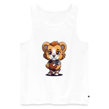 Mignon lion mascotte d’animal de football américain - Débardeur bio Premium Homme - blanc - Devant - Michal (187cm)