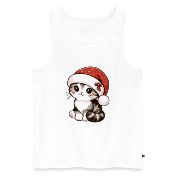 HOUSE CAT KITTY KITTEN PET CHRISTMAS HAT - Men's Premium Organic Tank Top - white - Front - AI Model Male 178 light (178cm)