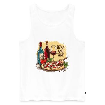 Pizza et vin Nourriture Alcool - Débardeur bio Premium Homme - blanc - Devant - Michal (187cm)