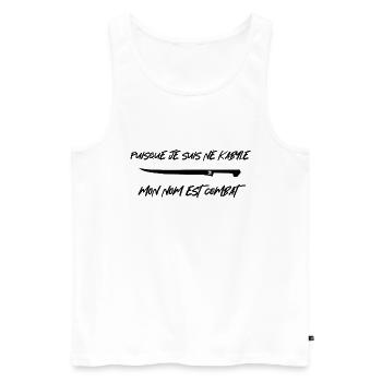 Puisque je suis né kabyle N - Débardeur bio Premium Homme - blanc - Devant - AI Model Male 178 light (178cm)
