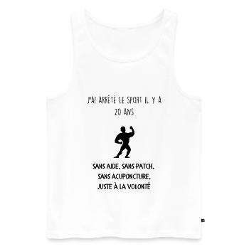 J'ai arrêté le sport - Débardeur bio Premium Homme - blanc - Devant - Michal (187cm)