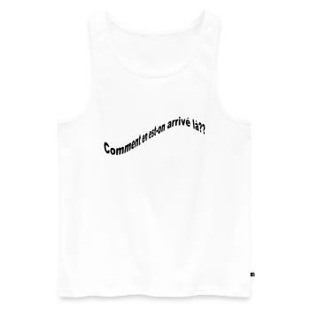 Comment en est on arrivé là Design homme et femme - Débardeur bio Premium Homme - blanc - Devant - Michal (187cm)