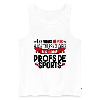 Prof de Sport Professeur Métier Cadeau Humour - Débardeur bio Premium Homme - blanc - Devant - Michal (187cm)