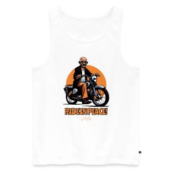 Roulez en toute tranquillité, motard - Débardeur bio Premium Homme - blanc - Devant - Michal (187cm)