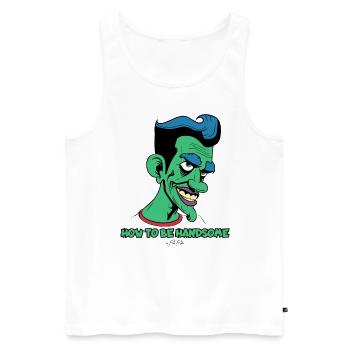 Wie man gut aussieht: Attraktiver Cartoon-Mann - Männer Premium Bio Tank Top - Weiß - Vorne - Michal (187cm)