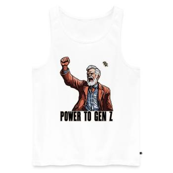 Faust in die Höhe, Boomer Protest: Power für Gen Z - Männer Premium Bio Tank Top - Weiß - Vorne - AI Model Male 178 light (178cm)