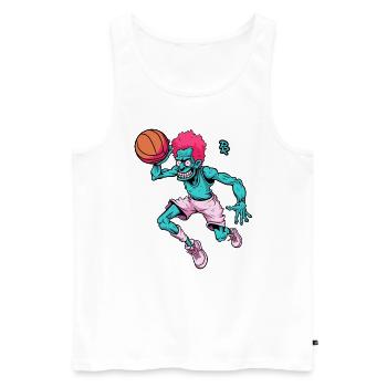 Dessin animé d’un joueur de basket-ball zombie drôle - Débardeur bio Premium Homme - blanc - Devant - Michal (187cm)