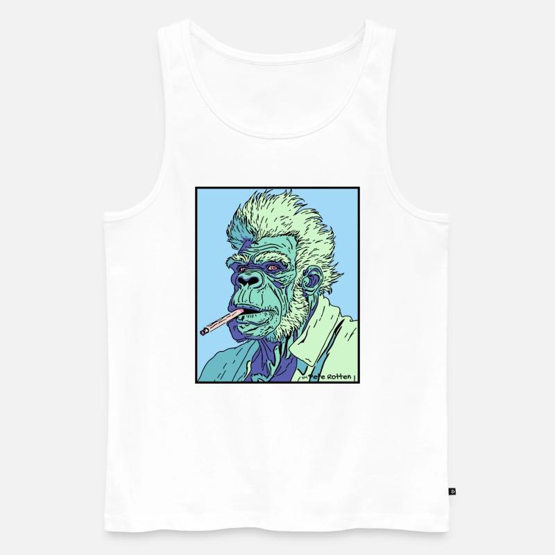 Rauchender Opa-Affe - Männer Premium Bio Tank Top - Weiß