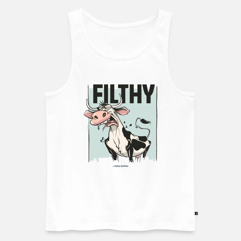 Angeekelte Kuh, dreckig und schmuddelig - Männer Premium Bio Tank Top - Weiß