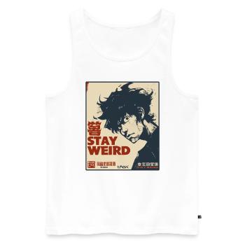 Stay Weird, Jeune Manga Asiatique Anime - Débardeur bio Premium Homme - blanc - Devant - AI Model Male 178 light (178cm)