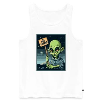 Nous voulons du changement, une protestation extraterrestre - Débardeur bio Premium Homme - blanc - Devant - AI Model Male 178 light (178cm)
