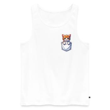 Chat dans une poche - Débardeur bio Premium Homme - blanc - Devant - Michal (187cm)