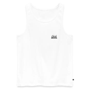 QUITE MIND LOUD MOVES - Männer Premium Bio Tank Top - Weiß - Vorne - AI Model Male 178 light (178cm)