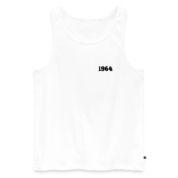 Année 1964 noir année de naissance - Débardeur bio Premium Homme - blanc - Devant - AI Model Male 178 light (178cm)