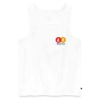 Mastercoin - BitoinXLitecoin - Débardeur bio Premium Homme - blanc - Devant - AI Model Male 178 light (178cm)