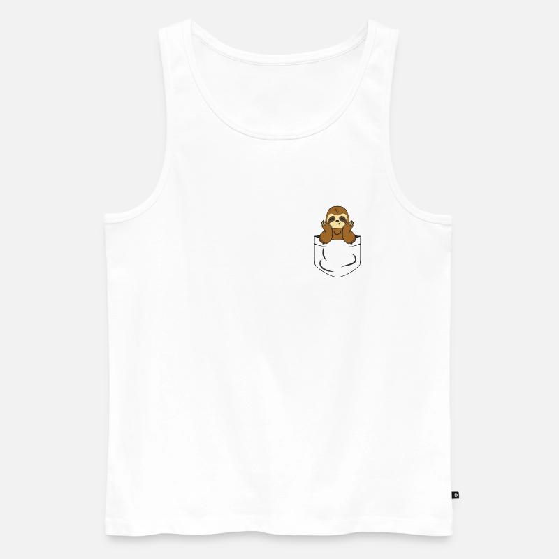 Faultier in Brusttasche - Männer Premium Bio Tank Top - Weiß
