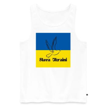 Slava Ukraini victoire paix gloire de la guerre d’Ukraine - Débardeur bio Premium Homme - blanc - Devant - AI Model Male 178 light (178cm)