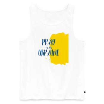 Priez pour l’Ukraine Symbole de la paix mondiale - Débardeur bio Premium Homme - blanc - Devant - AI Model Male 178 light (178cm)