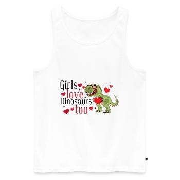 Girls Love Dinosaurs - Men's Premium Organic Tank Top - white - Front - AI Model Male 178 light (178cm)