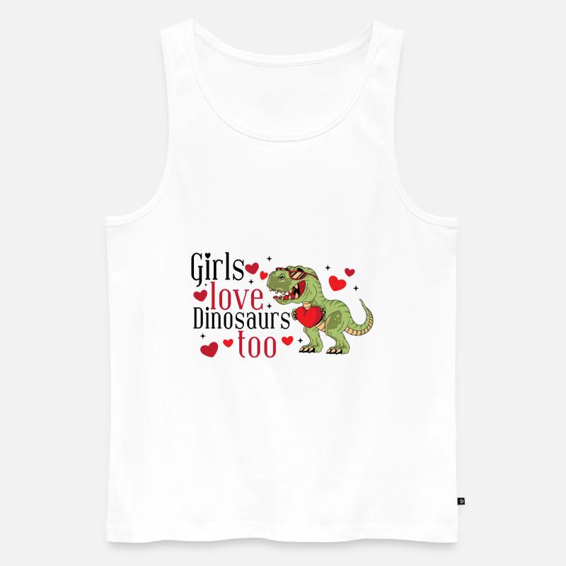 Mädchen lieben Dinosaurier - Männer Premium Bio Tank Top - Weiß