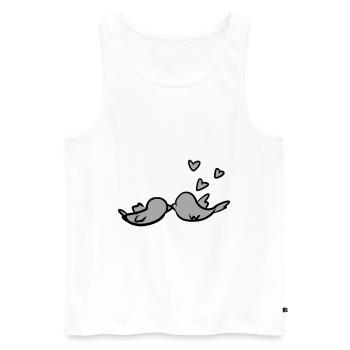 Valentine's Day Couple Bird Hearts Love - Men's Premium Organic Tank Top - white - Front - Michal (187cm)