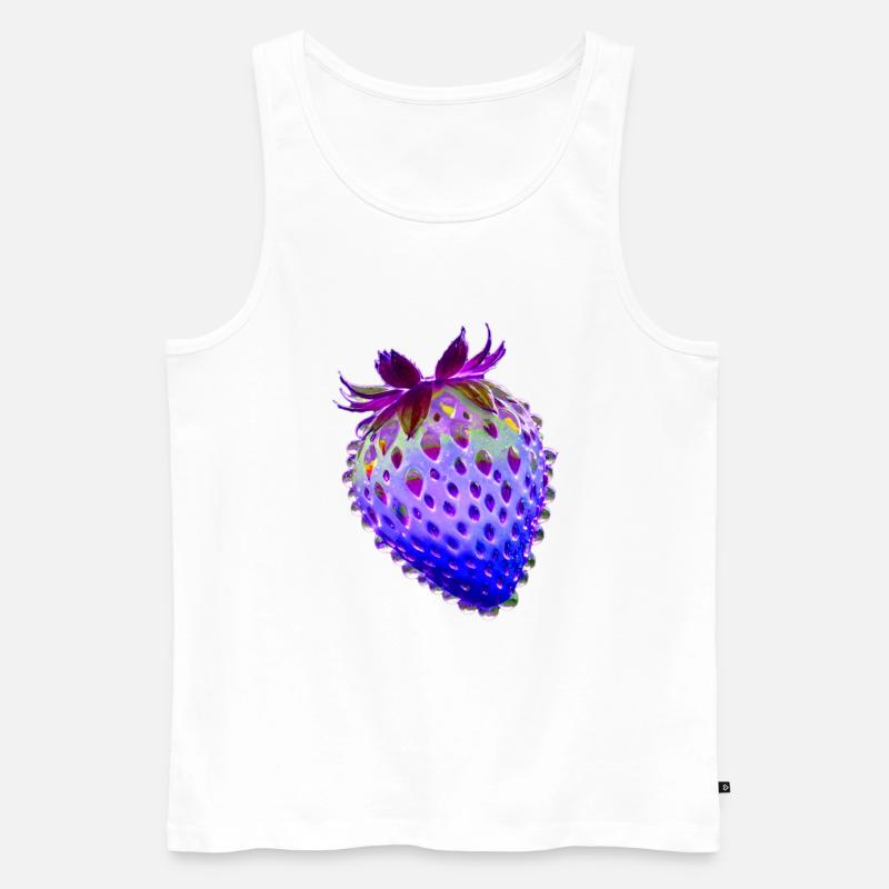 erdbeere.blaue erdbeere,wassertropfen,glas - Männer Premium Bio Tank Top - Weiß