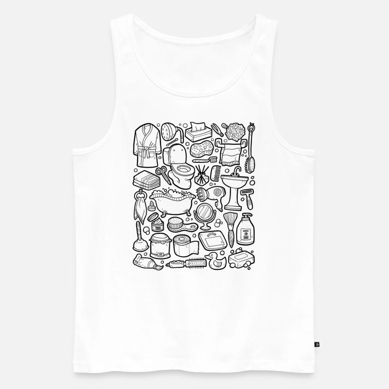 Badezimmer Doodle - Männer Premium Bio Tank Top - Weiß