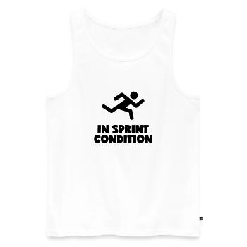 In Sprint Condition - Men's Premium Organic Tank Top - white - Front - AI Model Male 178 light (178cm)