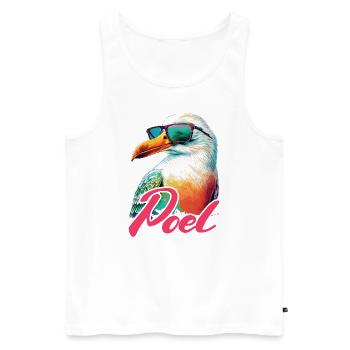 Poel holiday cool colorful seagull with sunglasses - Men's Premium Organic Tank Top - white - Front - AI Model Male 178 light (178cm)