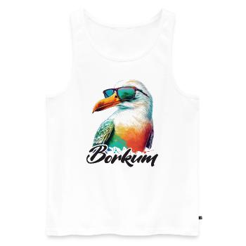 Borkum vacances mouette colorée fraîche avec des lunettes de soleil - Débardeur bio Premium Homme - blanc - Devant - Michal (187cm)