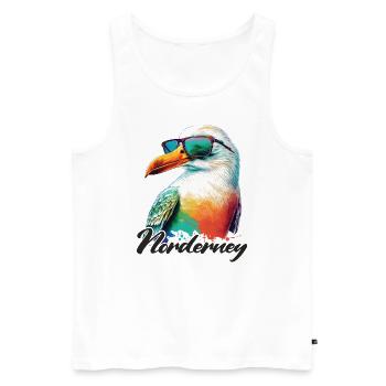Norderney Urlaub coole bunte Möwe mit Sonnenbrille - Männer Premium Bio Tank Top - Weiß - Vorne - Michal (187cm)