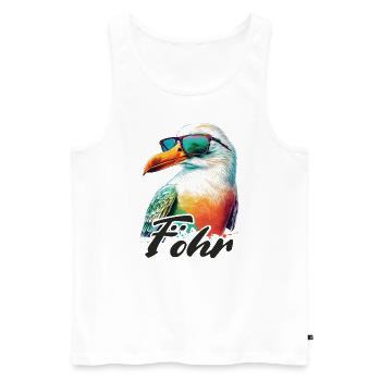 Föhr Urlaub coole bunte Möwe mit Sonnenbrille - Männer Premium Bio Tank Top - Weiß - Vorne - AI Model Male 178 light (178cm)
