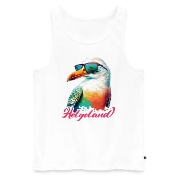 Heligoland holiday cool colorful seagull with sunglasses - Men's Premium Organic Tank Top - white - Front - AI Model Male 178 light (178cm)