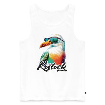 Rostock holiday cool colorful seagull with sunglasses - Men's Premium Organic Tank Top - white - Front - Michal (187cm)