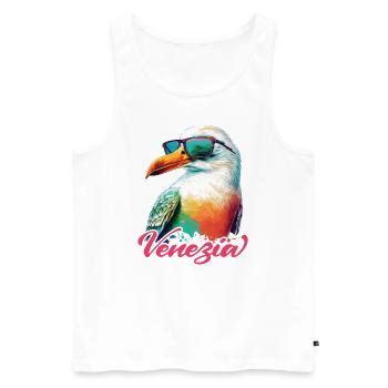 Venise Italie vacances mouette fraîche avec lunettes de soleil - Débardeur bio Premium Homme - blanc - Devant - Michal (187cm)
