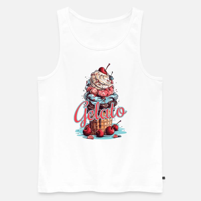 Gelato Eis Eiscreme Eisdiele - Männer Premium Bio Tank Top - Weiß