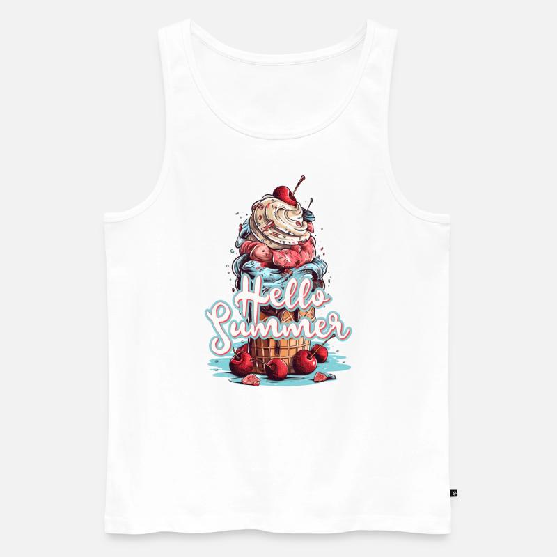Hello Summer Eis Eiscreme Eisdiele - Männer Premium Bio Tank Top - Weiß