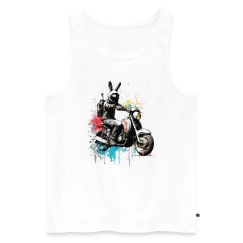 Graffiti rabbit on scooter motorcycle - Men's Premium Organic Tank Top - white - Front - Michal (187cm)