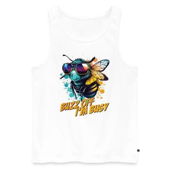 Hummel mit Sonnenbrille Buzz Off I'm Busy - Männer Premium Bio Tank Top - Weiß - Vorne - AI Model Male 178 light (178cm)