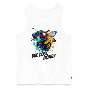 Bourdon graffiti avec lunettes de soleil Bee Cool Honey - Débardeur bio Premium Homme - blanc - Devant - Michal (187cm)
