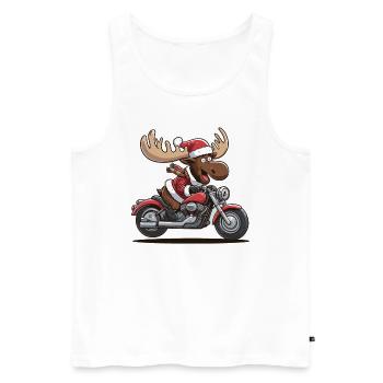 Lustiger Elch Weihnachtsmann fährt Motorrad - Männer Premium Bio Tank Top - Weiß - Vorne - Michal (187cm)