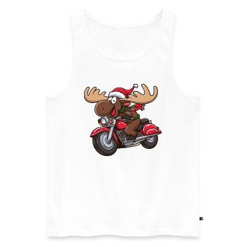 Elch als Weihnachtsmann fährt Motorrad - Männer Premium Bio Tank Top - Weiß - Vorne - AI Model Male 178 light (178cm)