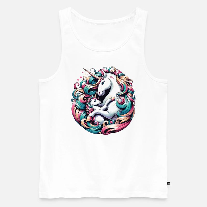 Einhorn Mutter Kind Liebe - Männer Premium Bio Tank Top - Weiß